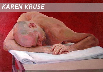 seated man on red background