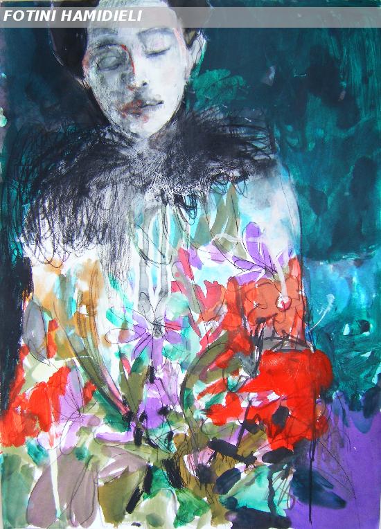 figure with flowers